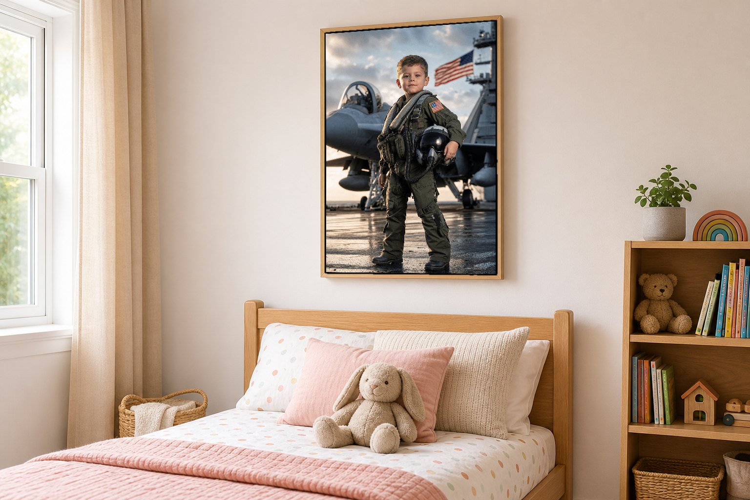 En la pared de su cuarto